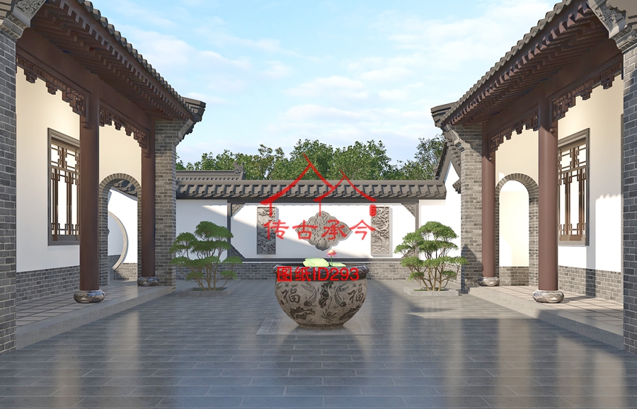 農(nóng)家四合院院內(nèi)裝飾效果圖
