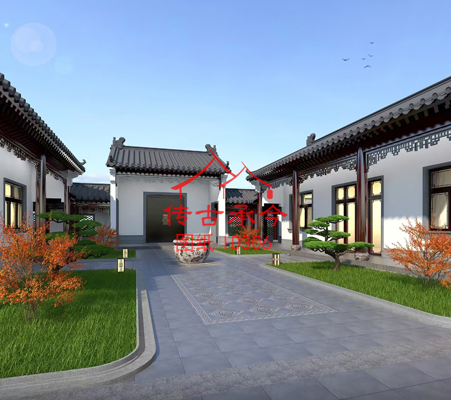 中式小四合院院落設(shè)計效果圖
