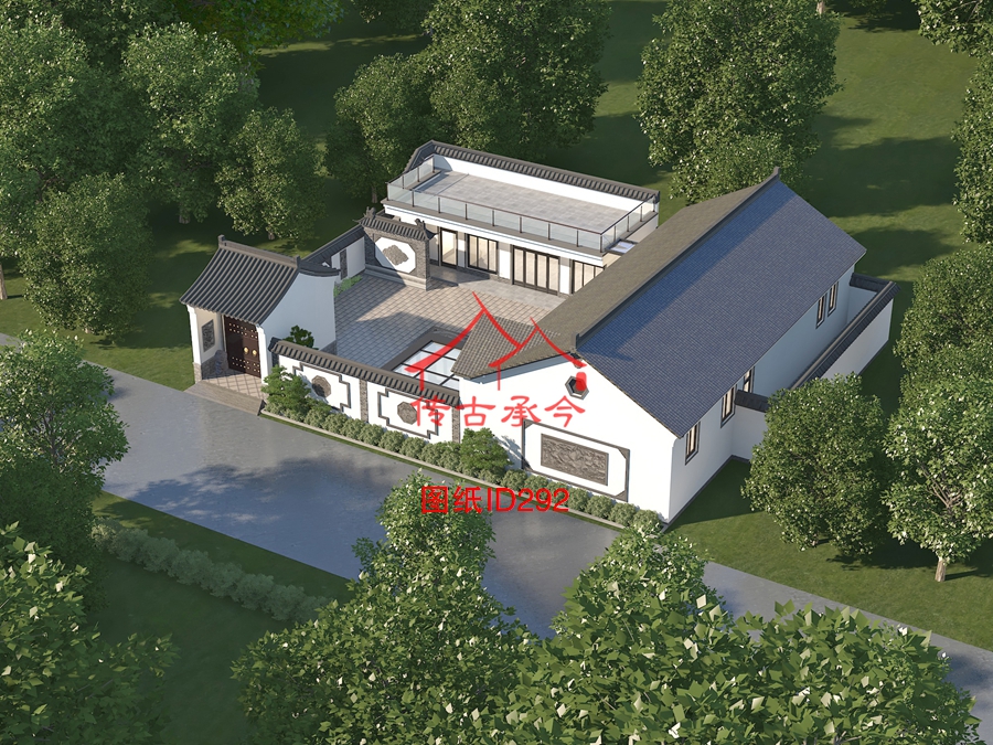 合院全景俯視效果圖
