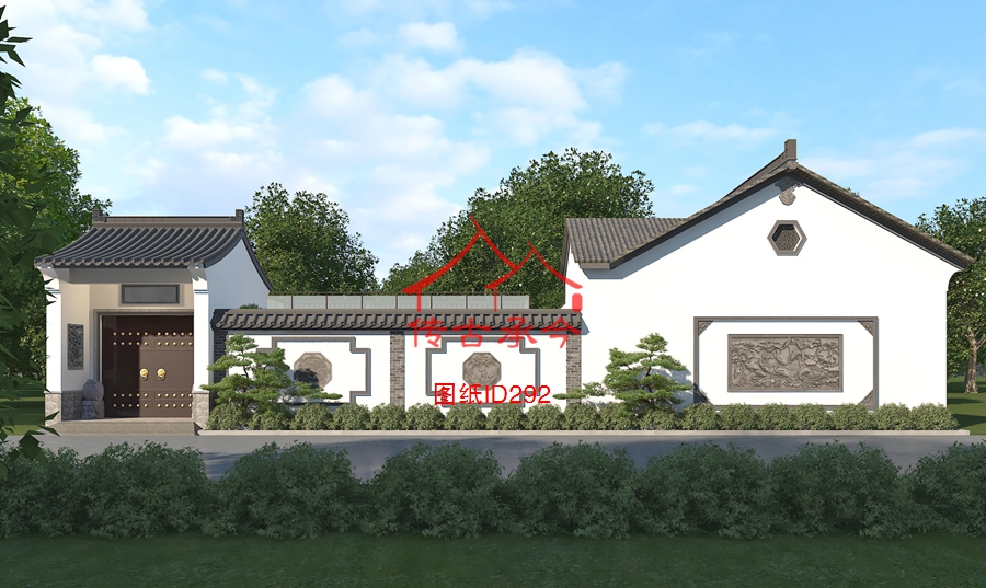 合院正面門樓及外墻裝飾效果圖