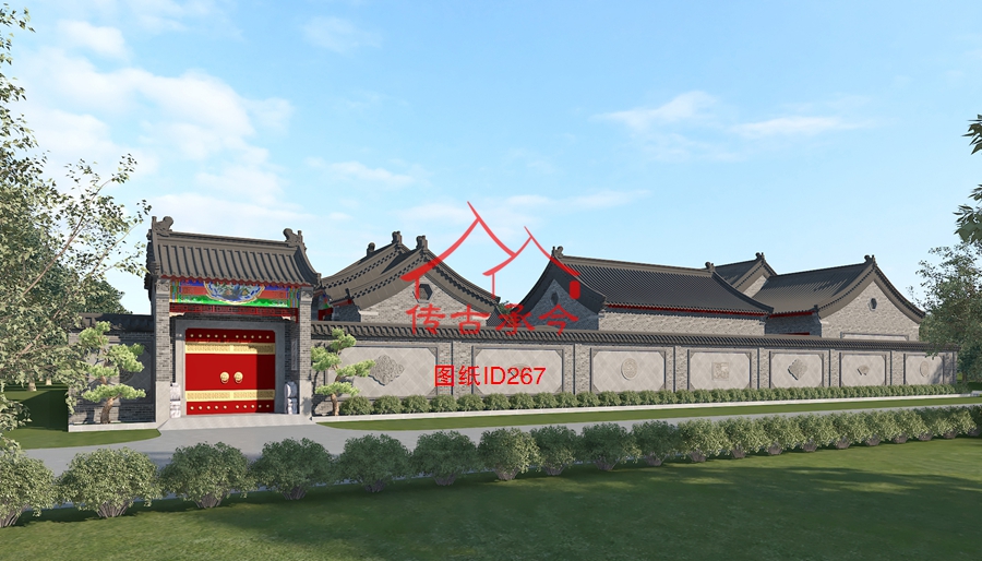 傳統(tǒng)四合院外立面多進(jìn)院效果圖