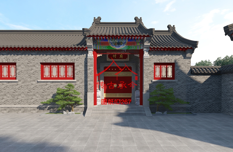 傳統(tǒng)四合院大門廣亮大門效果圖