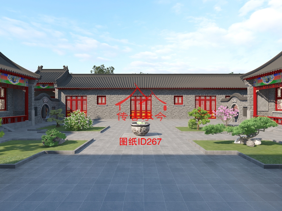 古建筑院內(nèi)景觀布置效果圖