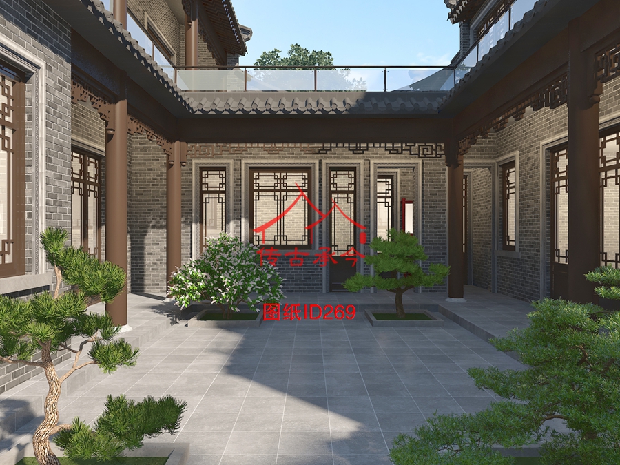 四合院景觀布置院內(nèi)效果圖