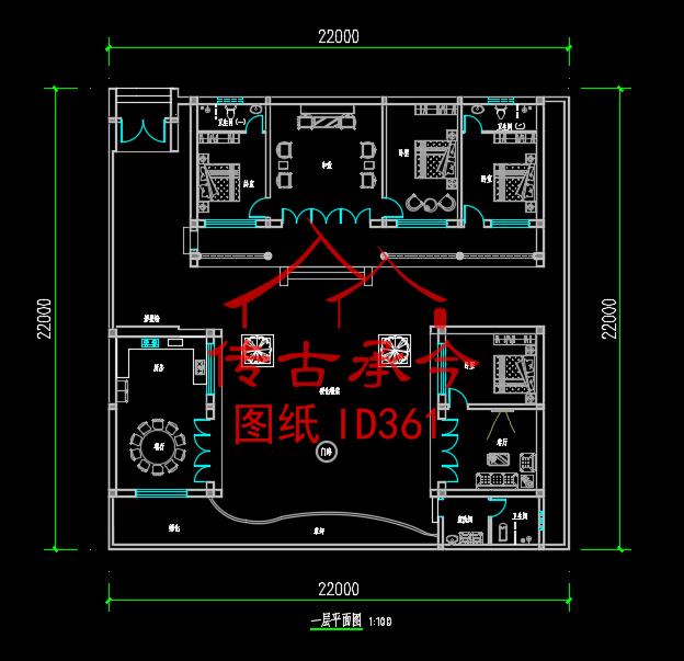 鄉(xiāng)下小型三合院一層平面功能布置圖
