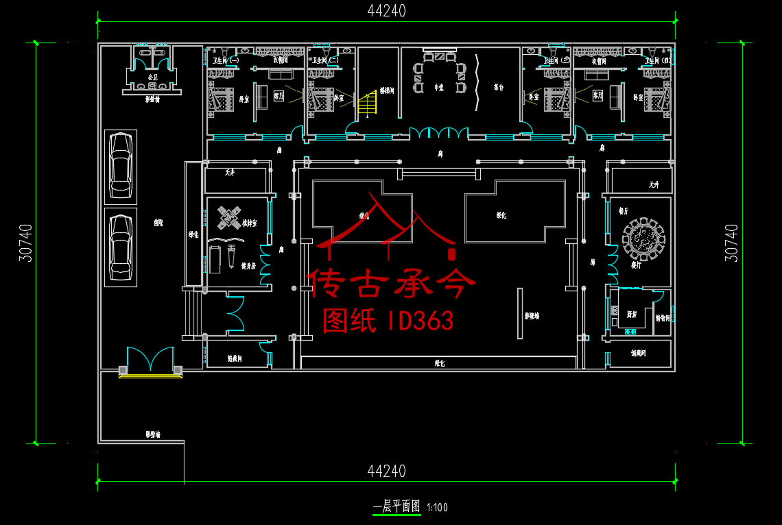 青磚灰瓦風(fēng)格三合院平面布局圖