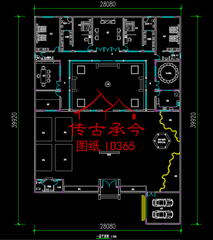 新中式風(fēng)格三合院平面布置圖