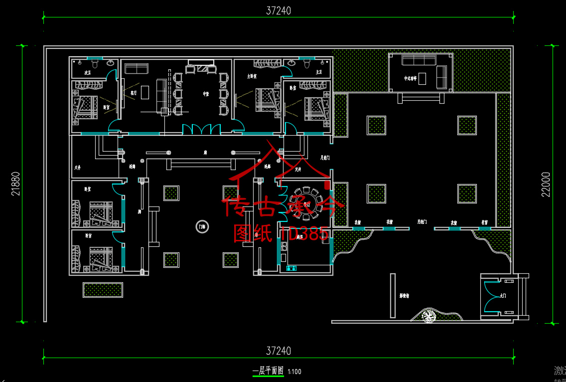 新中式風(fēng)格三合院平面布局圖