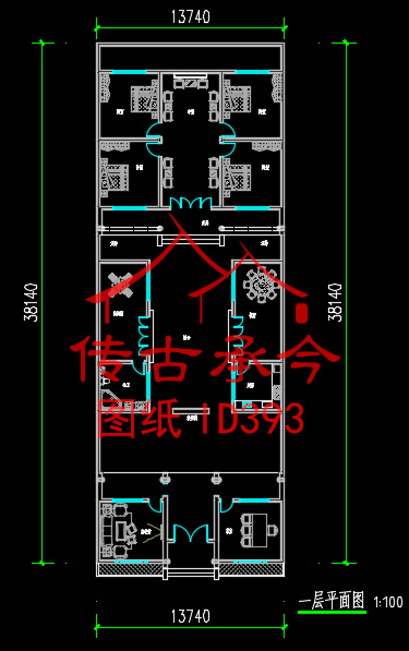 白墻灰瓦新中式風格四合院平面布置圖