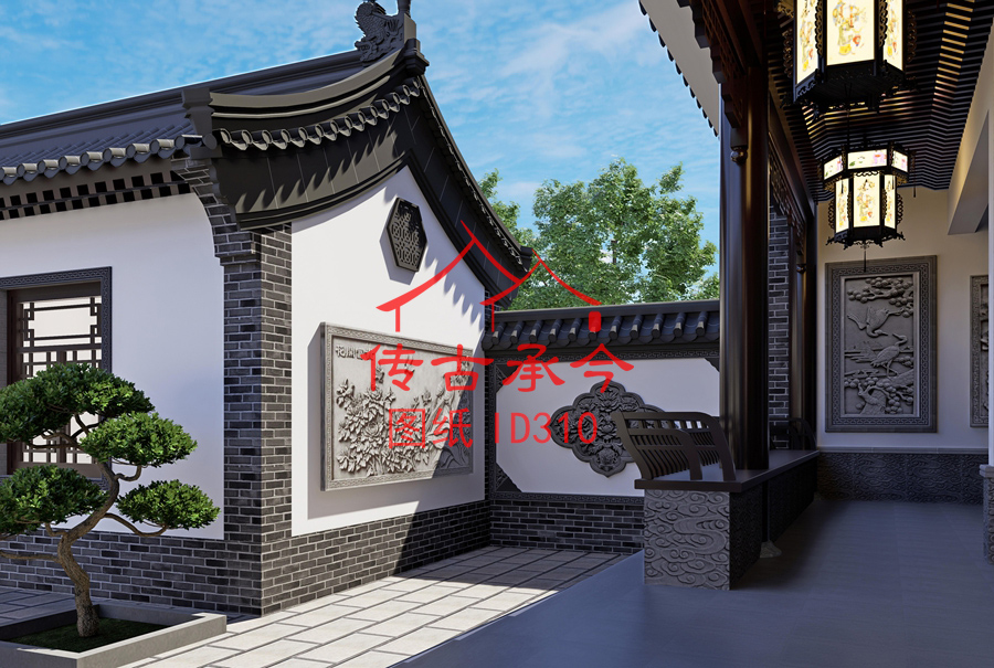 大型四合院影壁裝飾設(shè)計(jì)效果圖