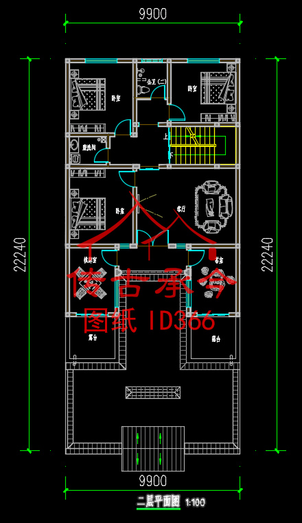 新中式風(fēng)格三層院子主房平面布置圖