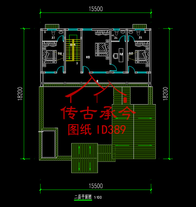 新中式三合院二層平面布局圖