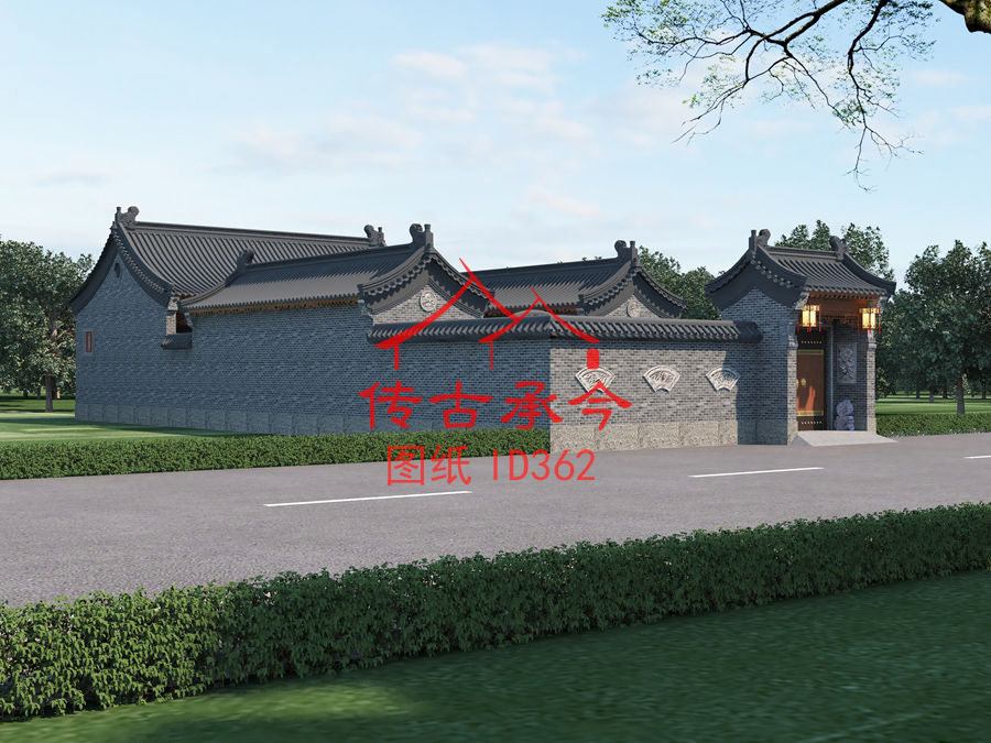 一層中式青磚風(fēng)格四合院效果圖