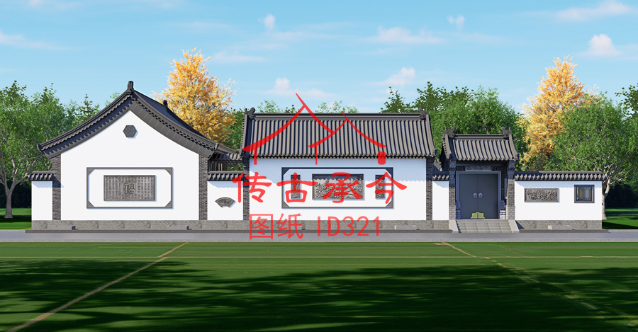 白墻灰瓦立面效果圖