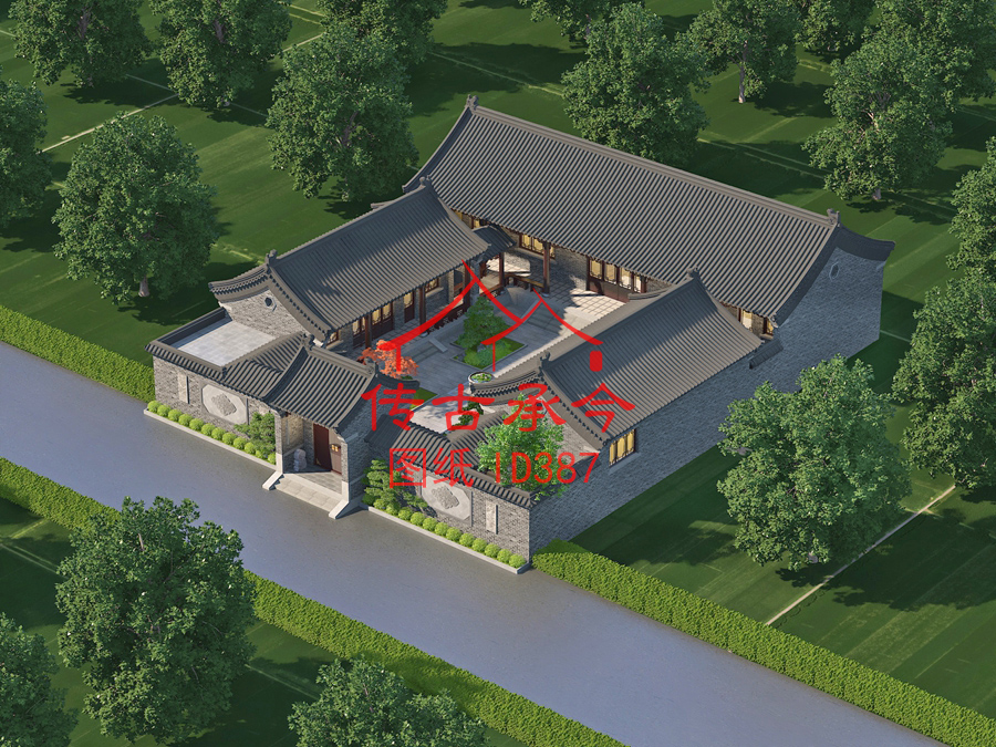 青磚風(fēng)格三合院效果圖