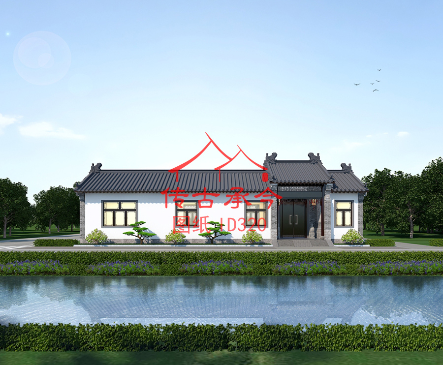 新中式白墻灰瓦效果圖