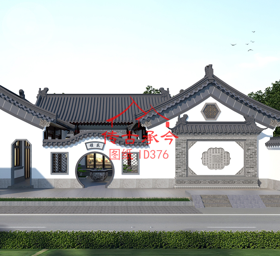 新中式院子月亮門效果圖