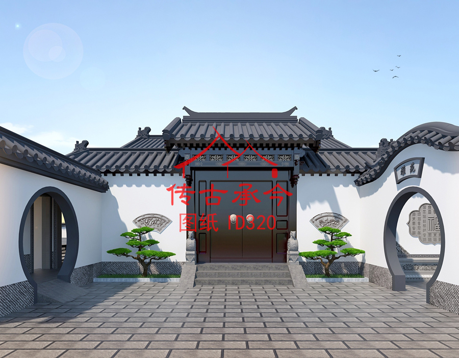 京派垂花門月洞門效果圖