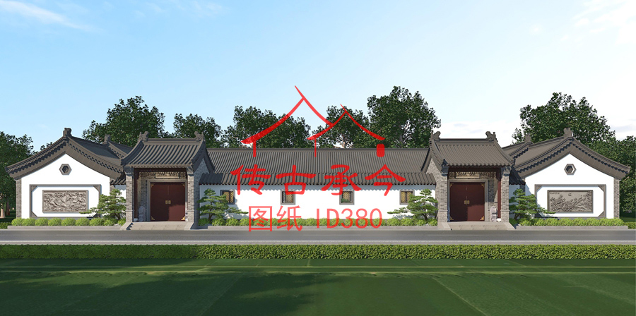 新中式風(fēng)格三合院大門效果圖