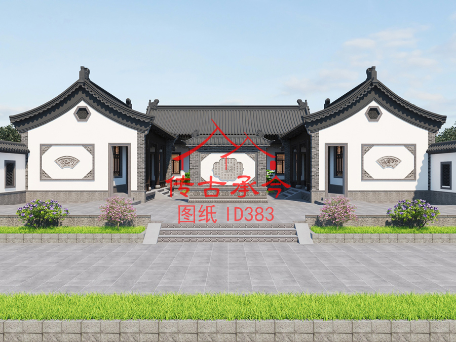 四合院影壁墻磚雕效果圖