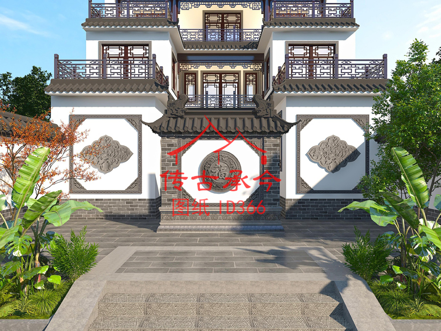 新中式風(fēng)格院子影壁墻效果圖