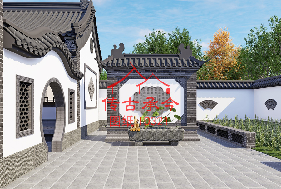 新中式青磚影壁墻效果圖