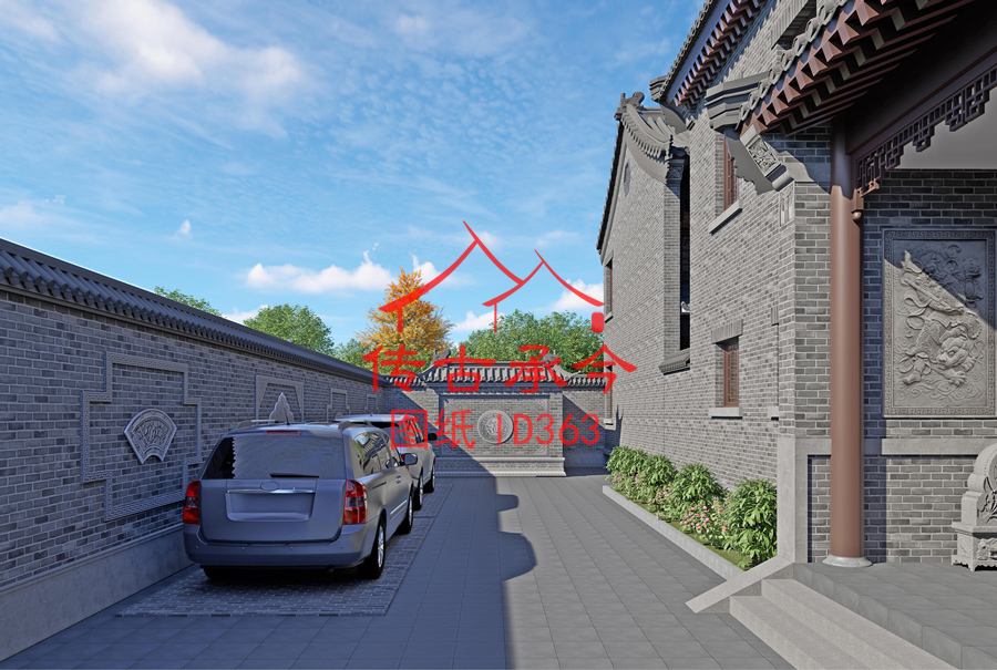 青磚風(fēng)格磚雕效果圖