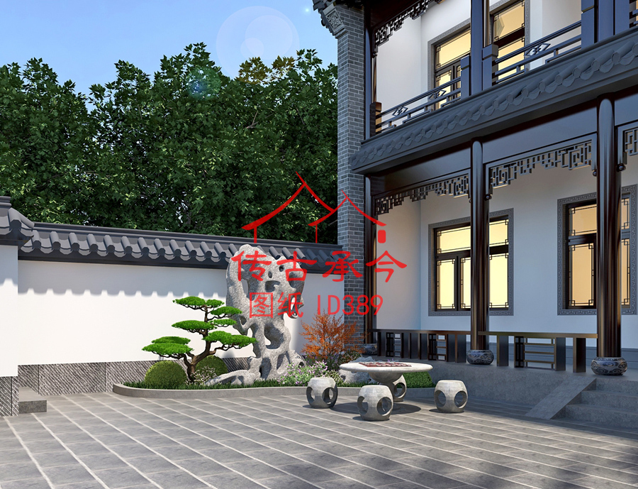 三合院庭院綠化效果圖