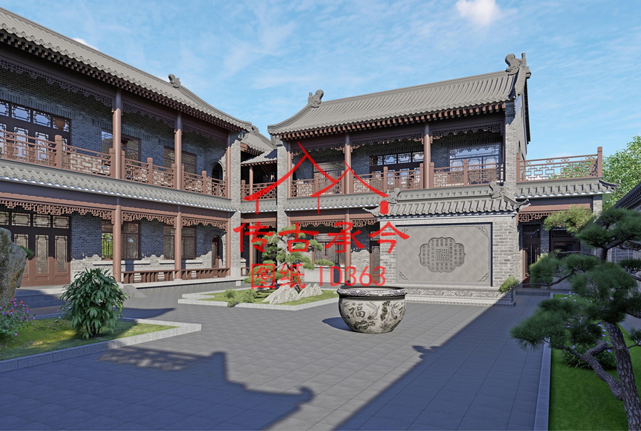 中式院子青磚風(fēng)格效果圖