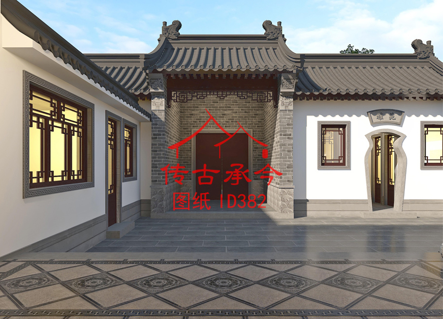 小型三合院庭院效果圖